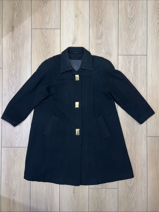 Westfield Jackets & Blazers - Vintage Westfield Black Pure Virgin Wool A-Line Pea Coat with Gold-Tone Buttons